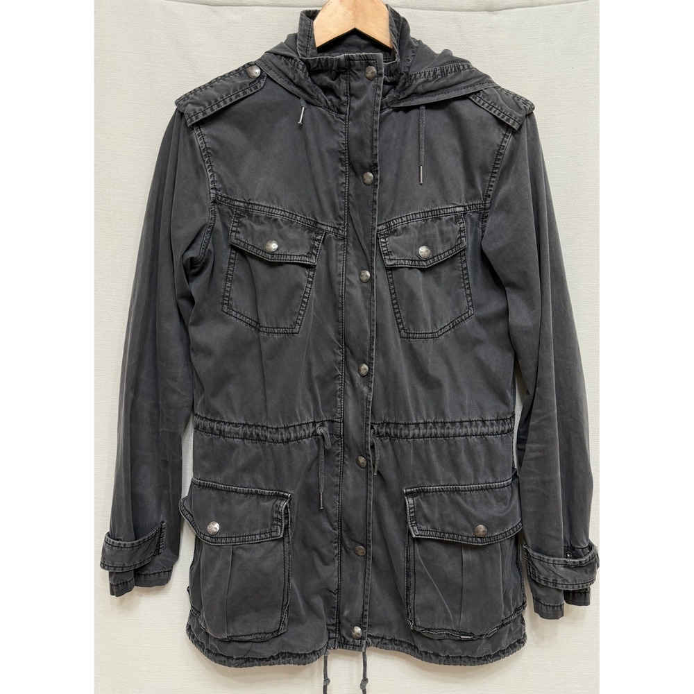 Talula Aritzia Women's Trooper Jacket Charcoal Grey Cotton Utility Field XS EUC